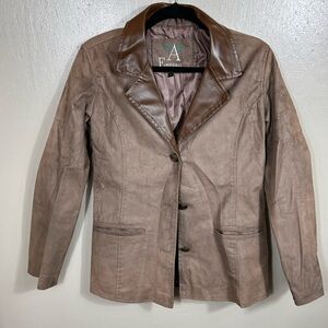 A  E MPORIC    Brown Women's Jacket with Leather Accents
